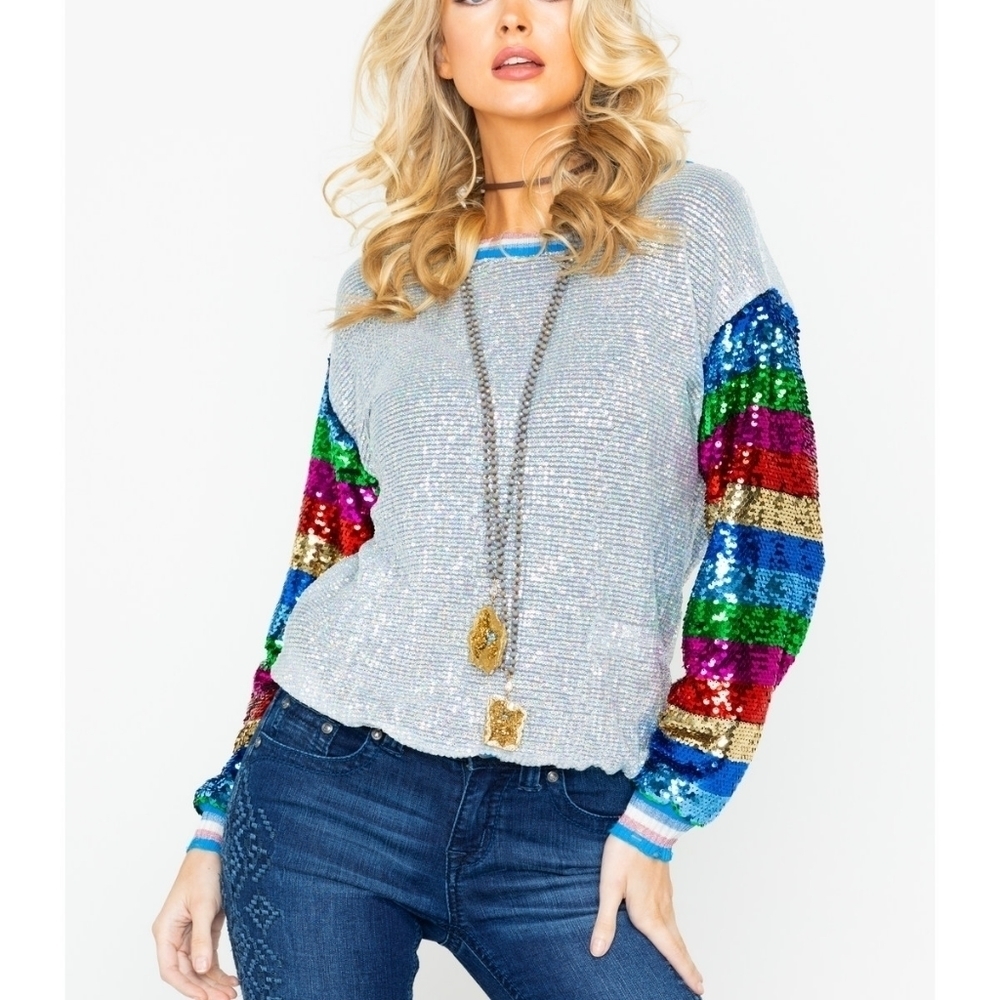 DANCE & MARVEL LUREX MULTI COLOR SEQUIN TOP